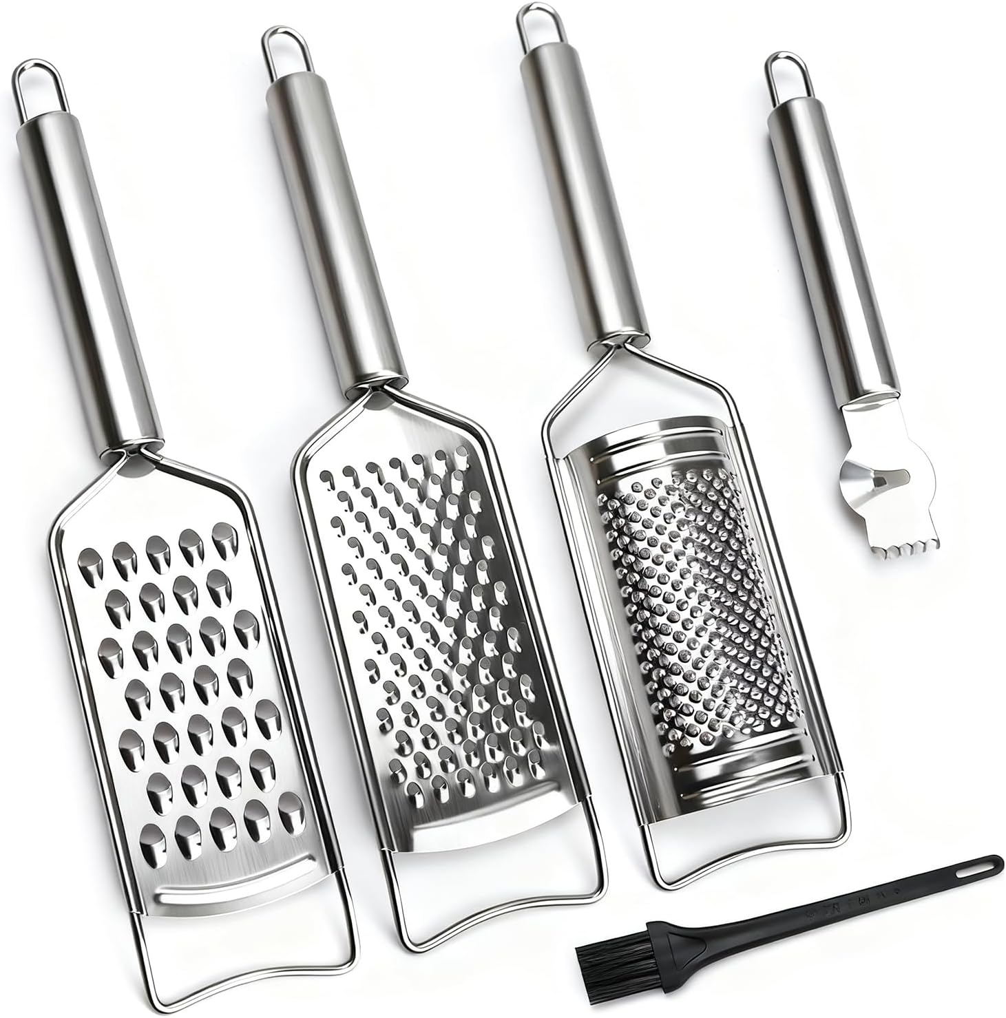 Cheese Grater Lemon Zester Grater with Handle Kitchen Grater Set of 5 Stainless Steel for Cheese Spices Ginger Garlic Chocolate Vegetable Fruit