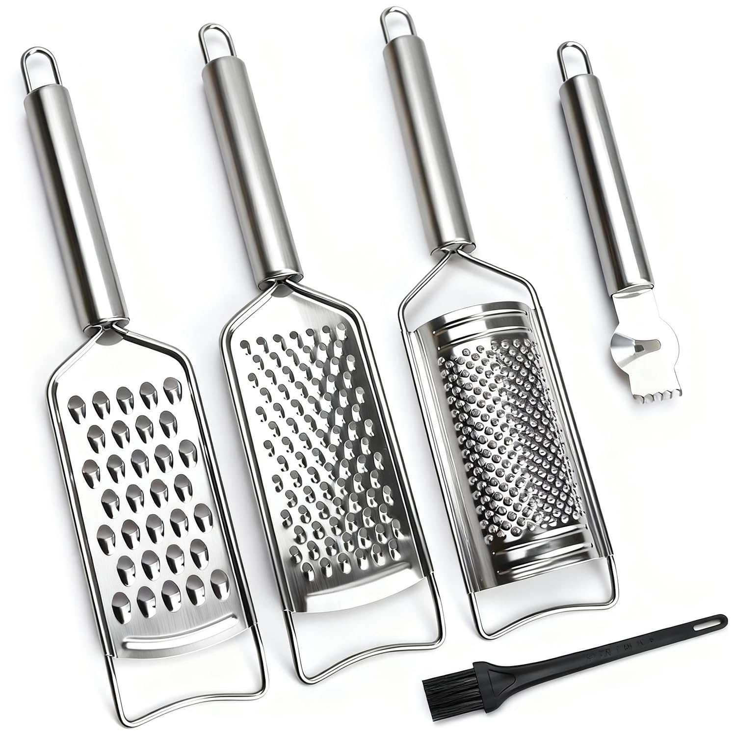 Cheese Grater Lemon Zester Grater with Handle Kitchen Grater Set of 5 Stainless Steel for Cheese Spices Ginger Garlic Chocolate Vegetable Fruit