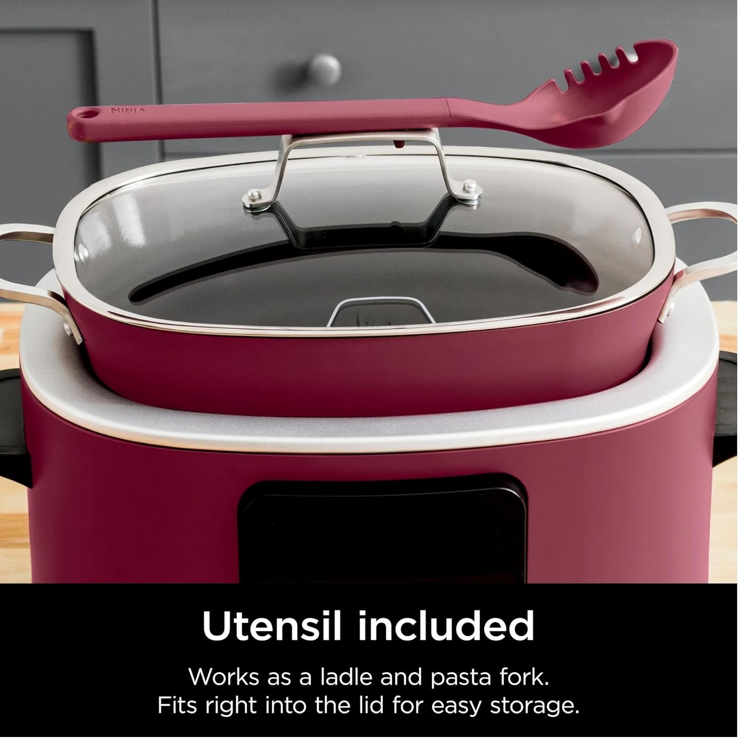 Possible-Cooker 8.5qt Multi-Cooker: The Ultimate 6-in-1 Slow Cooker Steam, Sear, Bake & Nonstick Oven‑Safe Pot, Glass Lid, Integrated Spoon, Nonstick