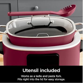 Possible-Cooker 8.5qt Multi-Cooker: The Ultimate 6-in-1 Slow Cooker Steam, Sear, Bake & Nonstick OvenSafe Pot, Glass Lid, Integrated Spoon, Nonstick