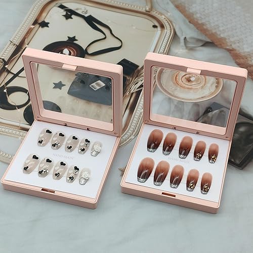 Miniatura 3 de Paquete de 32 cajas de embalaje de uñas a presión, caja de almacenamiento flotante 3D y exhibición con 90 cintas adhesivas de doble cara para