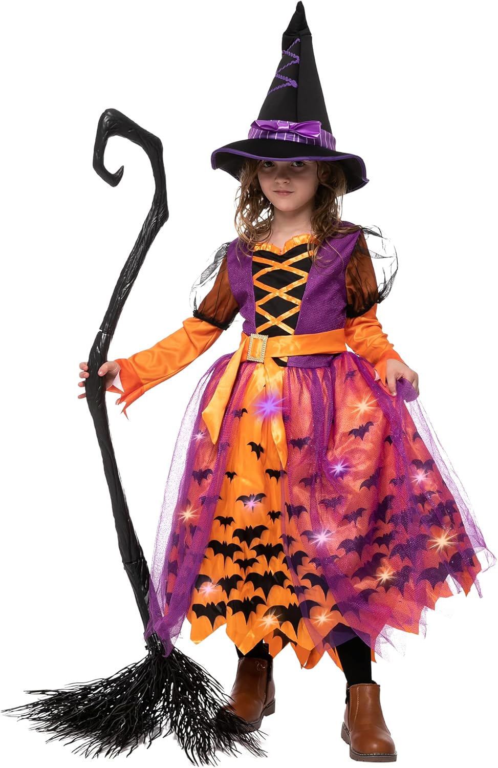 Spooktacular Creations Halloween Light Up Witch Costume with Hat for Girls (Small (5-7yr)) : Clothing, Shoes & Jewelry