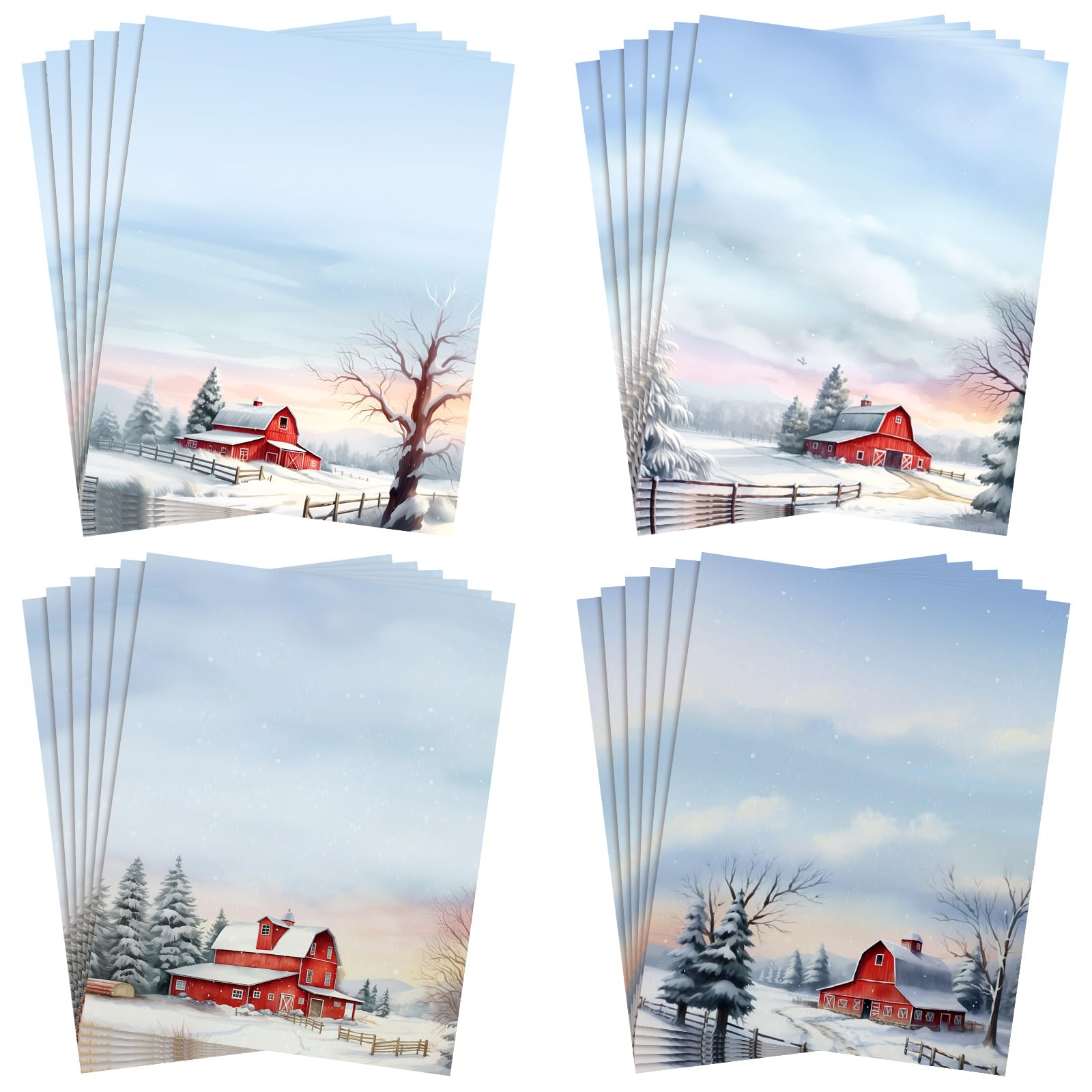 Teling 48 hojas de papel de papelería de Navidad de 8.5 x 11 pulgadas, papel de impresora, papel de carta de Navidad, papel de escritura, papel de membrete para notas, tarjetas de felicitación,