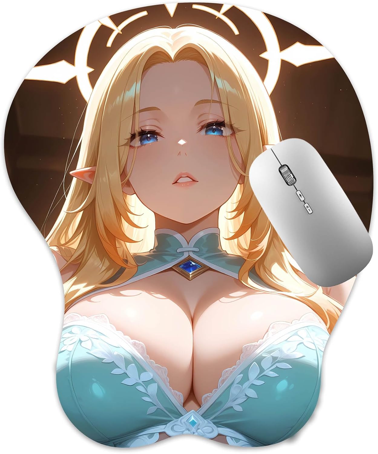 3D Mouse Pad, Oppai Mousepad with Soft Gel Wrist Rest Anime Manga Gaming Boob pad Anti-Slip Mouse Mat, Alph