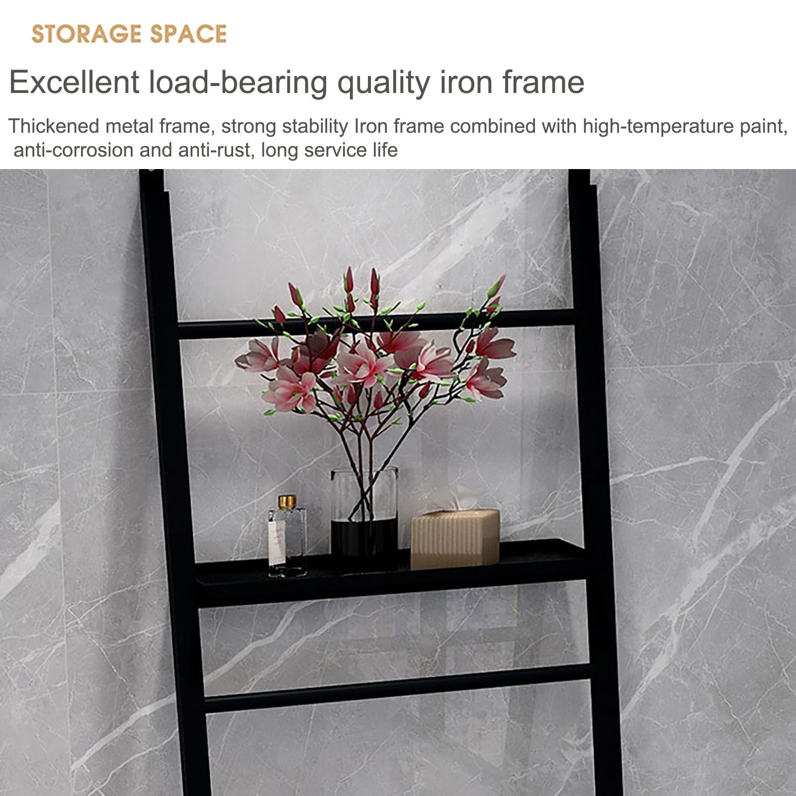 Scaffale portaoggetti in metallo a 3 ripiani, organizer mobile per bagno, cucina e soggiorno, espositore compatto per piccoli spazi (nero, 40 cm)