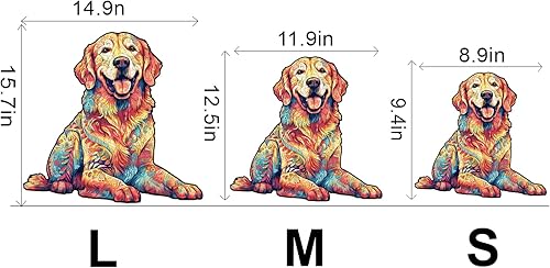 Miniatura 2 de Rompecabezas de madera, rompecabezas de perro Golden Retriever leal, 12.5 x 11.9 pulgadas, 200 piezas, rompecabezas de forma única de animales,