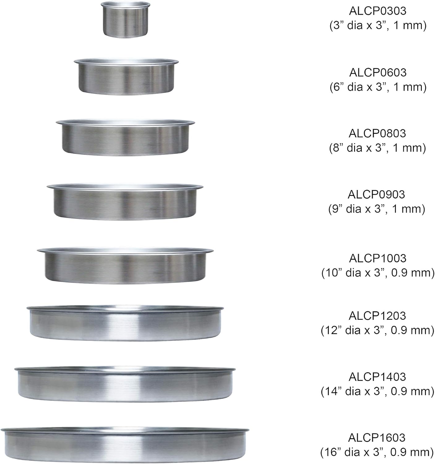 12" x 3" layer cake pan, Aluminum, 0.9 mm, comes in each