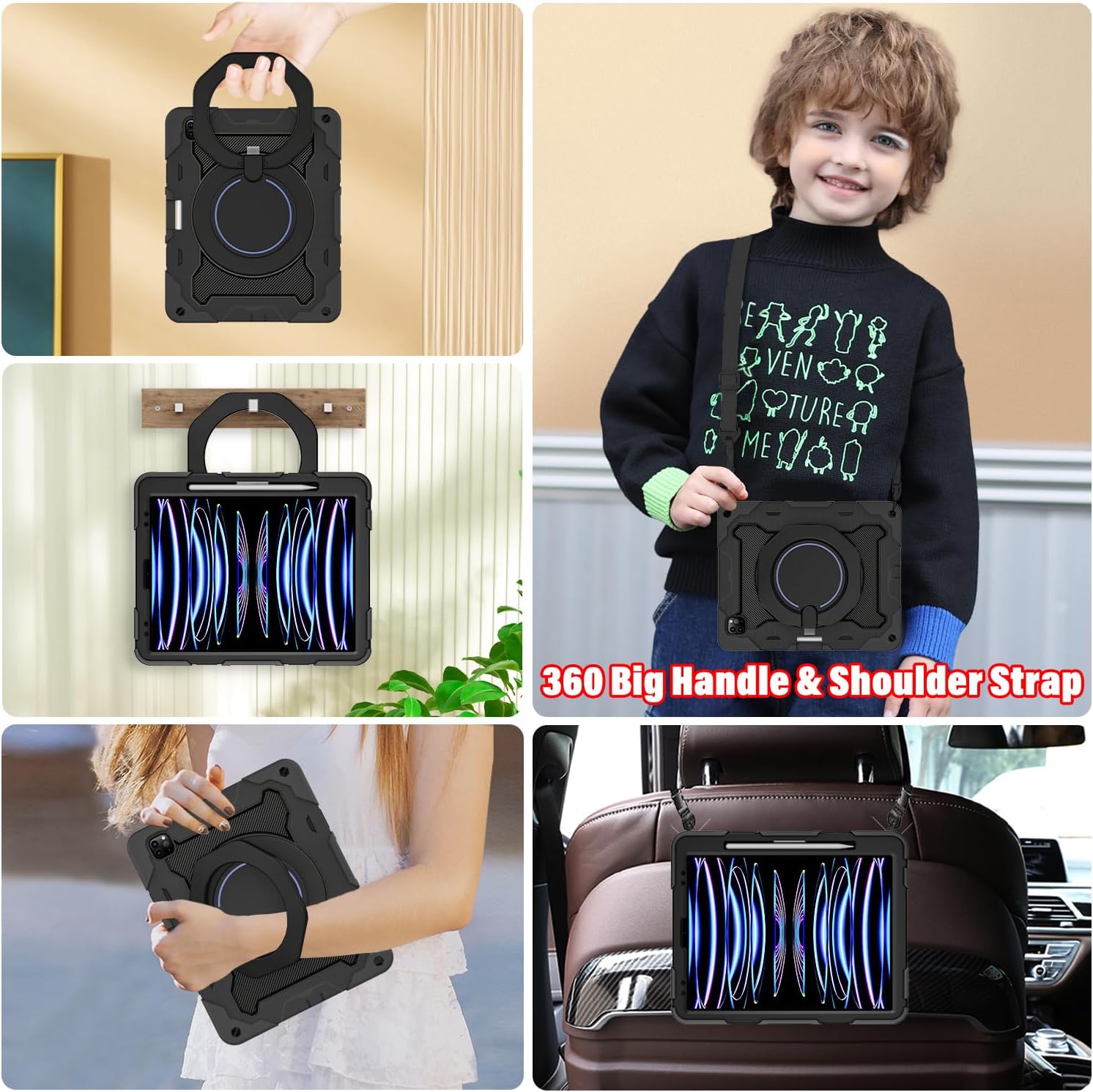 ROISKIN for iPad Pro 12.9 -Inch Case (6th, 5th, 4th & 3rd Gen)with HD Screen Protector, 360 Stand, Handle, Pencil Holder,Shoulder Strap[15ft Drop Protection]Rugged Bulky Full Body 12.9 iPad Pro Case - Image 4