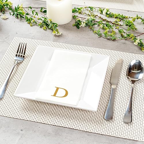 Miniatura 539 de Luxenap - Toallas de invitados de 15.8 x 7.9 pulgadas, 50 toallas de mano con letras plateadas, letra "P", fuente Sans Serif, servilletas de papel