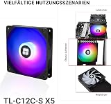 TR-Thermalright TL-C12C-S X5 120 mm CPU PWM ARGB Fan, 1550 rpm Silent Cooling, Black CPU Fan, Can Be Paired with Chassis/CPU Cooler - 7