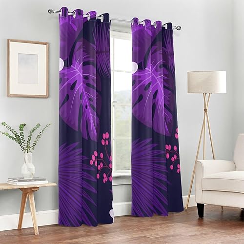 Miniatura 7 de Blackout Curtain Doorway Curtains for Window Treatments 84" Partition Room Dividers Bathroom Curtains decoracion para cuartos Ultra Violet Tropical