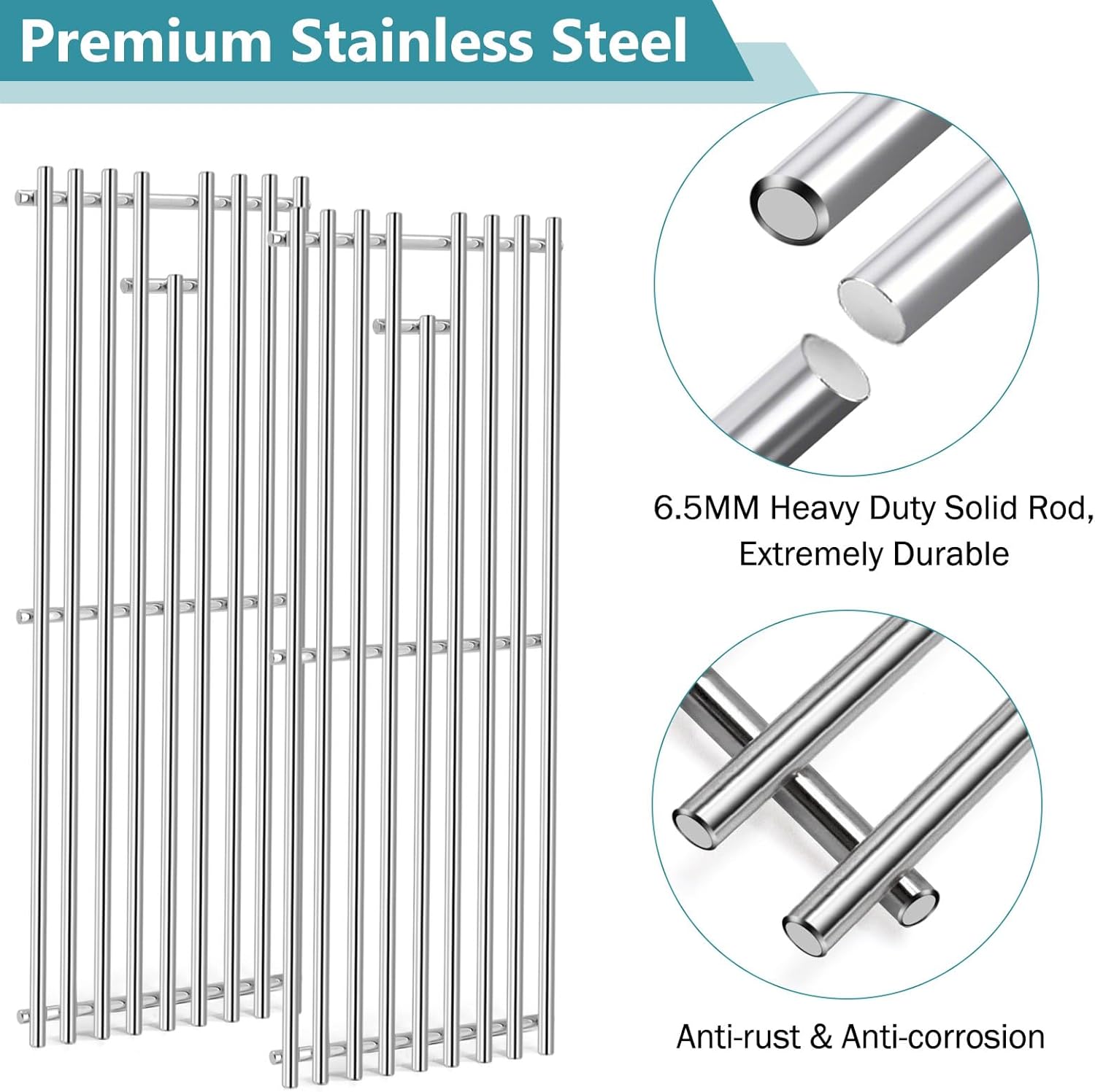 Criditpid Grill Grates Replacement for Char Griller 5050, 5650, 2121, 3001, 5072, 2123, 3072, 2828, 3030, 4000, King Griller 3008 5252, 19 3/4" Stainless Steel Grids for Chargriller Duo 5050 Parts