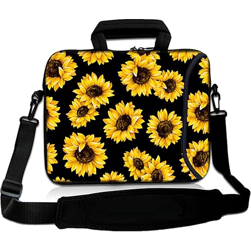 RICHEN 10 inch Messenger Bag Carrying Case with Handle Accessory Pocket Fits 7 to 10-Inch Laptops/Notebook/Kids Tablet (7-10.2 inch, Sunflowers)