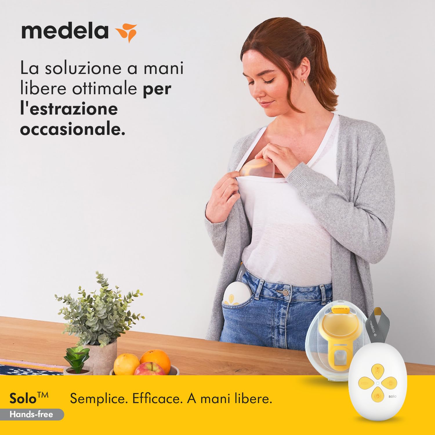 Medela Solo Hands-free Tiralatte Elettrico Singolo, Design Portatile Leggero e Compatto, Compatibile con App Medela Family