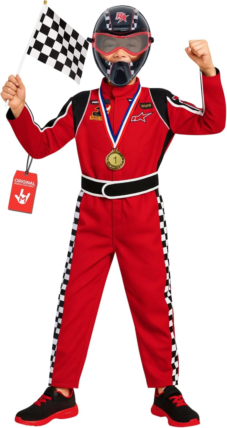 Morph Race Car Driver Costume Boys Kids Racing Suit Toddler Race Car Outfit Driver Costume Halloween Costumes for Boys