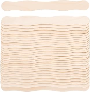 Qgond Birch Bliss 8" Jumbo Craft Sticks - 60PC Food-Safe Wedding Fan Handles & Art Supplies | Ultra-Smooth Splinter-Free Birchwood, Wavy Edge Design for DIY/Bridal/Classroom