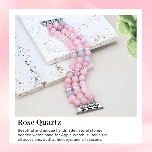 Miniatura 111 de JR.DM Natural Stone Beaded-Bands Women Compatible with Apple Watch Series 11 10 9 8 7 6 5 4 SE 3 2 1 Fashion Stretch Handmade Bracelet Fancy Boho