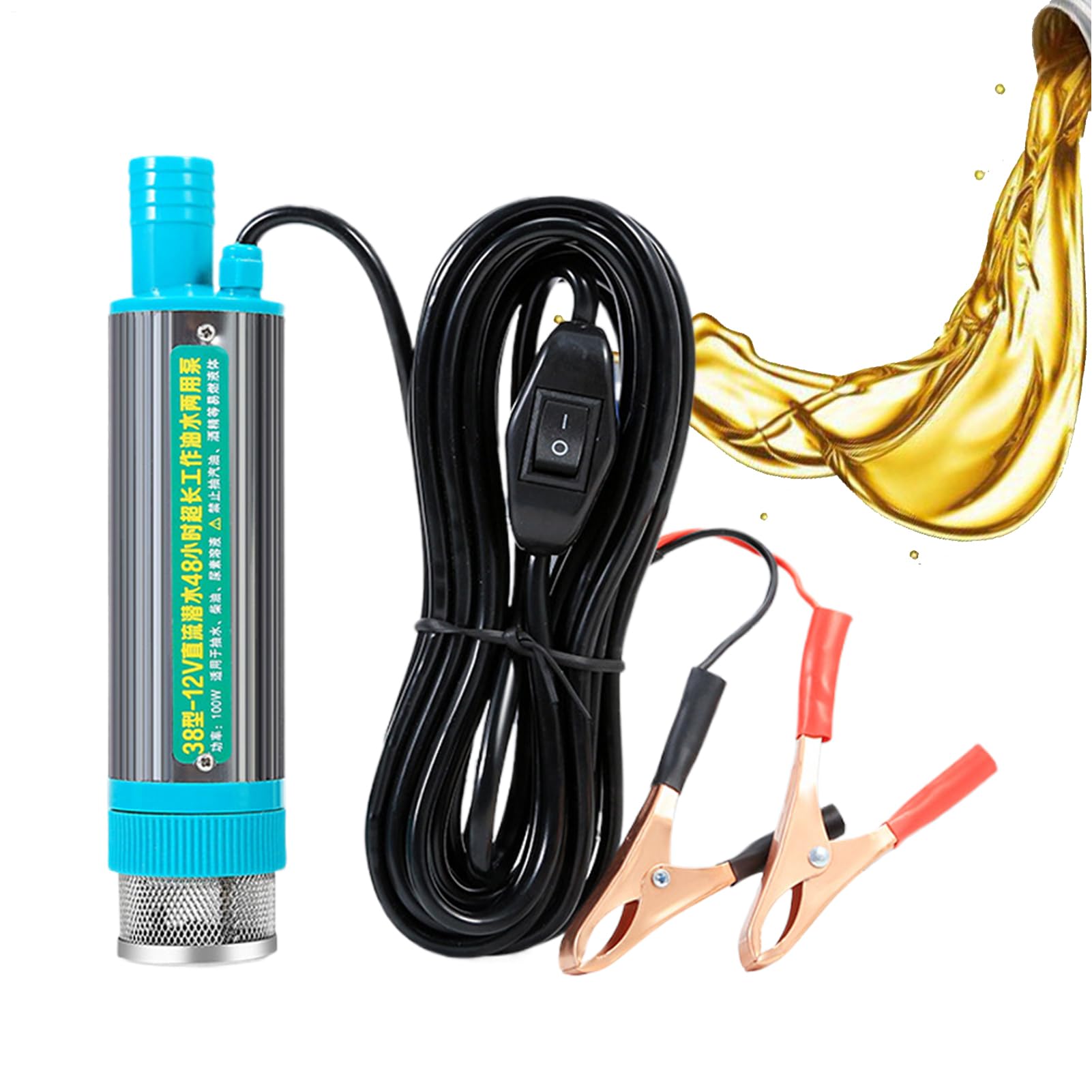 Bomba eléctrica de aceite portátil con pinzas de 12V para camiones y automóviles