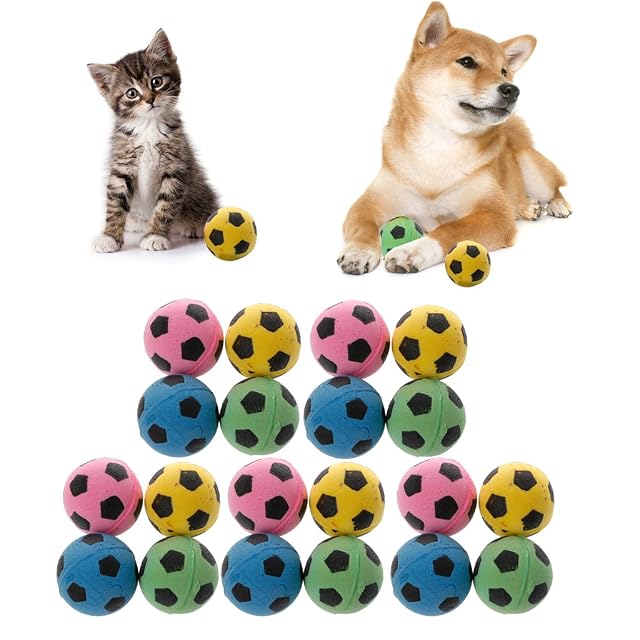 Foto 5 de 5 de SUCHUANGUANG 20Piezas Pelota de Goma EVA sin Ruido para Gatos Pelotas de fútbol de Espuma Suave para Juguetes…