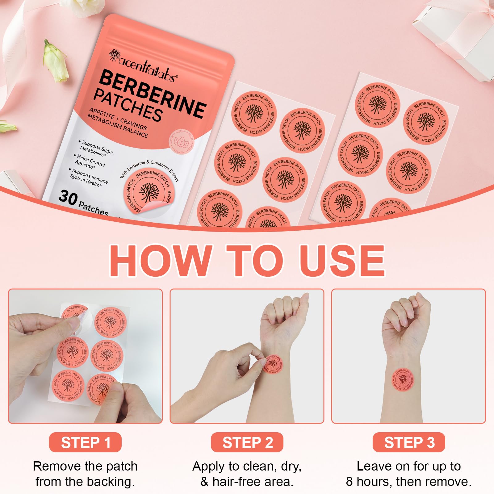 Patches De Ber-beriine Pour L'Équilibre Métabolique, Soutien À La Forme Saine, Autocollants D'Aide Au Métabolisme De Soutien Pour La Peau Du Ventre Toute La Peau | 2 X 30Pcs Par Paquet