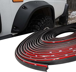34FT Fender Flare Rubber Seal, Fender Flares Edge Trim, Universal Fender Flare Rubber Gasket for Car and Truck Wheel Wells, Bonds w/Automotive-Grade Adhesive Tape, T-Style
