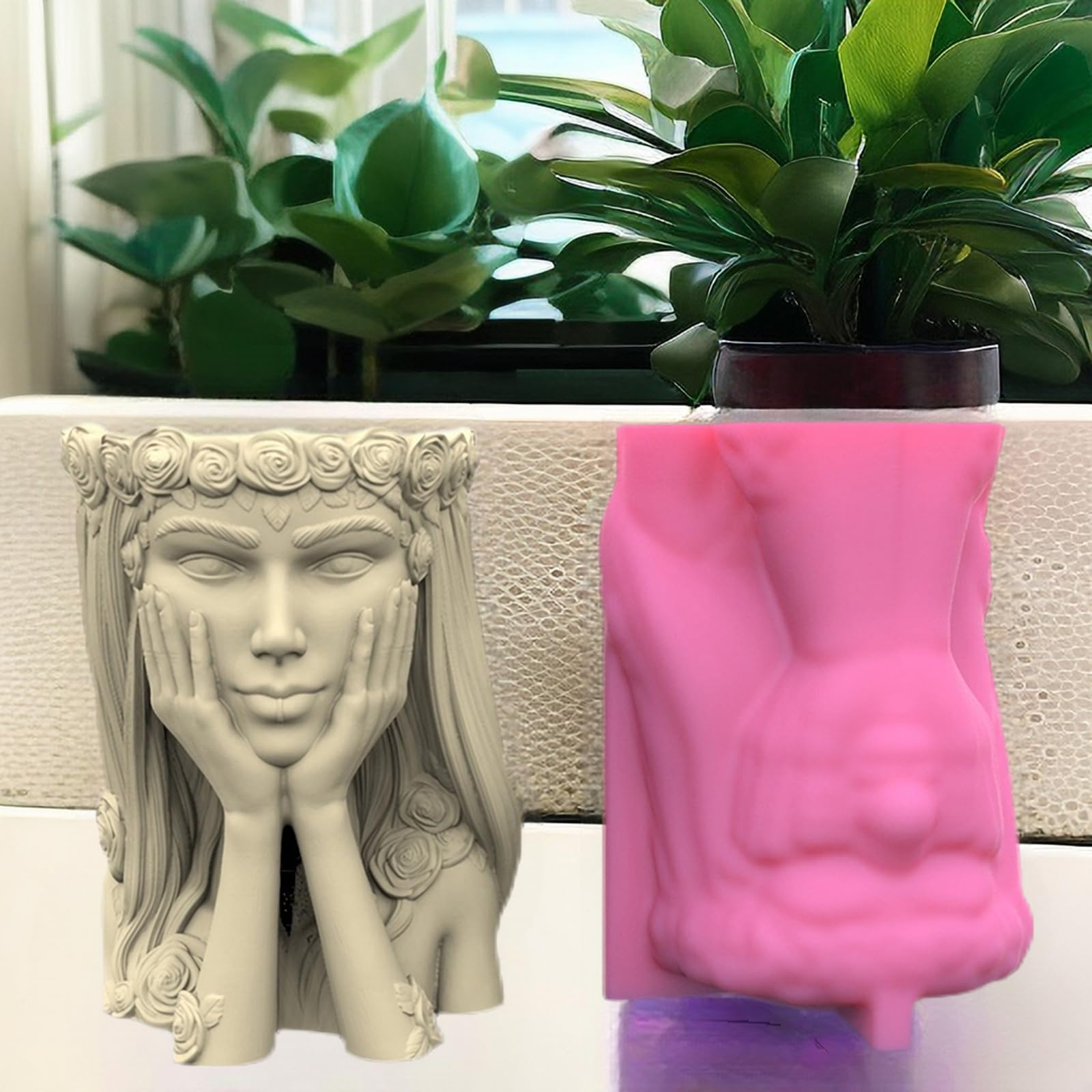Stampo per vaso in silicone cemento della dea, vaso per piante