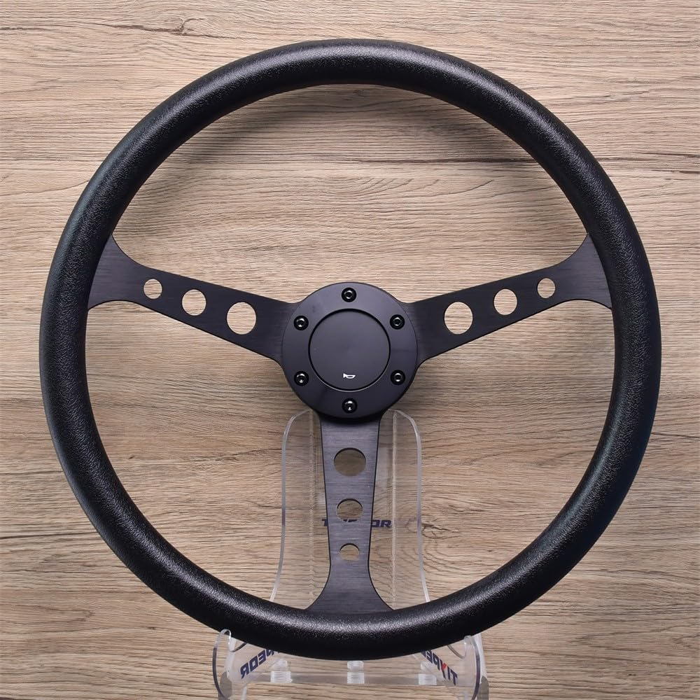Lenkrad-Ersatz 380 mm/15 Zoll Universelles Ersatz-Rennlenkrad 3 Speichen 6 Schrauben mit Hupenknopf Fahrzeugmodifikation Sim Driving Motorsport JDM PU