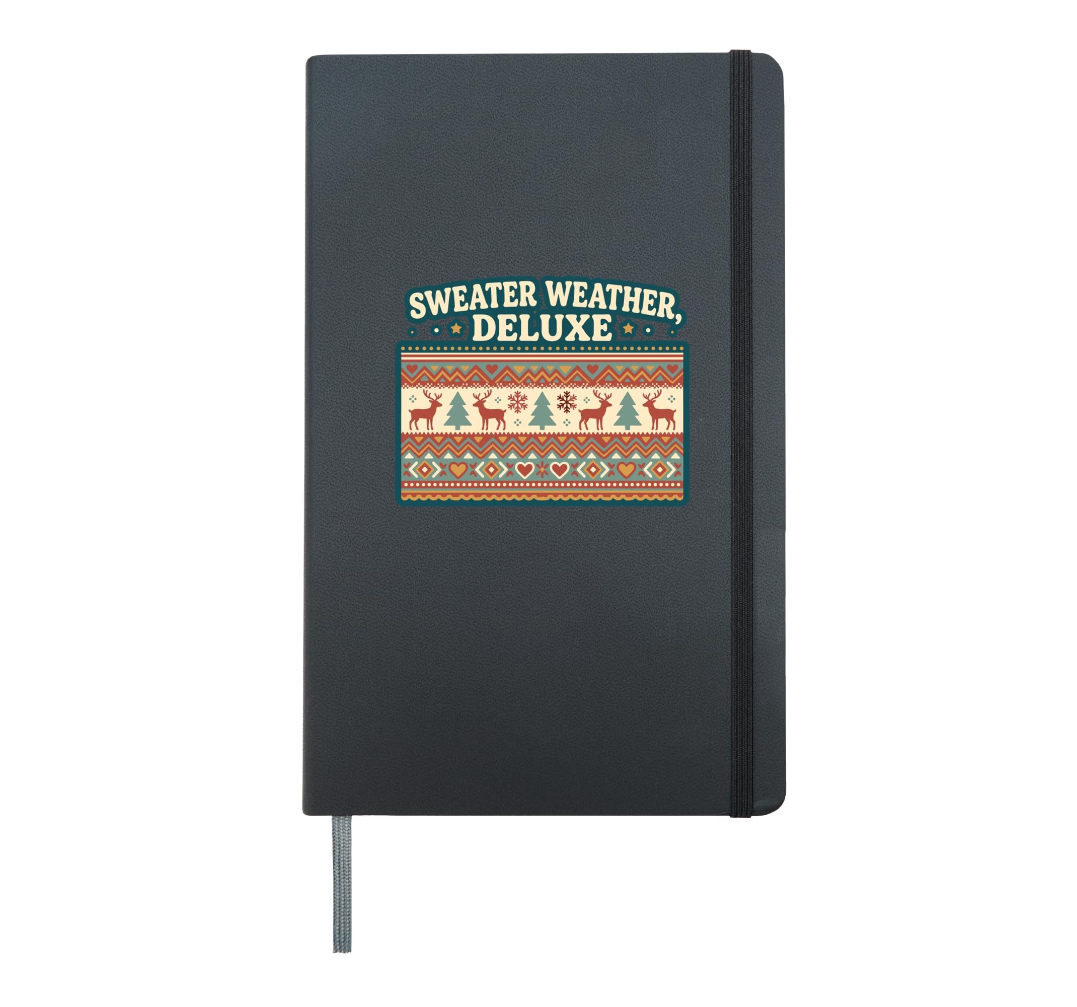 Sweater Weather, Deluxe Festive Retro Winter Holiday Playful Hardcover Journal, Black