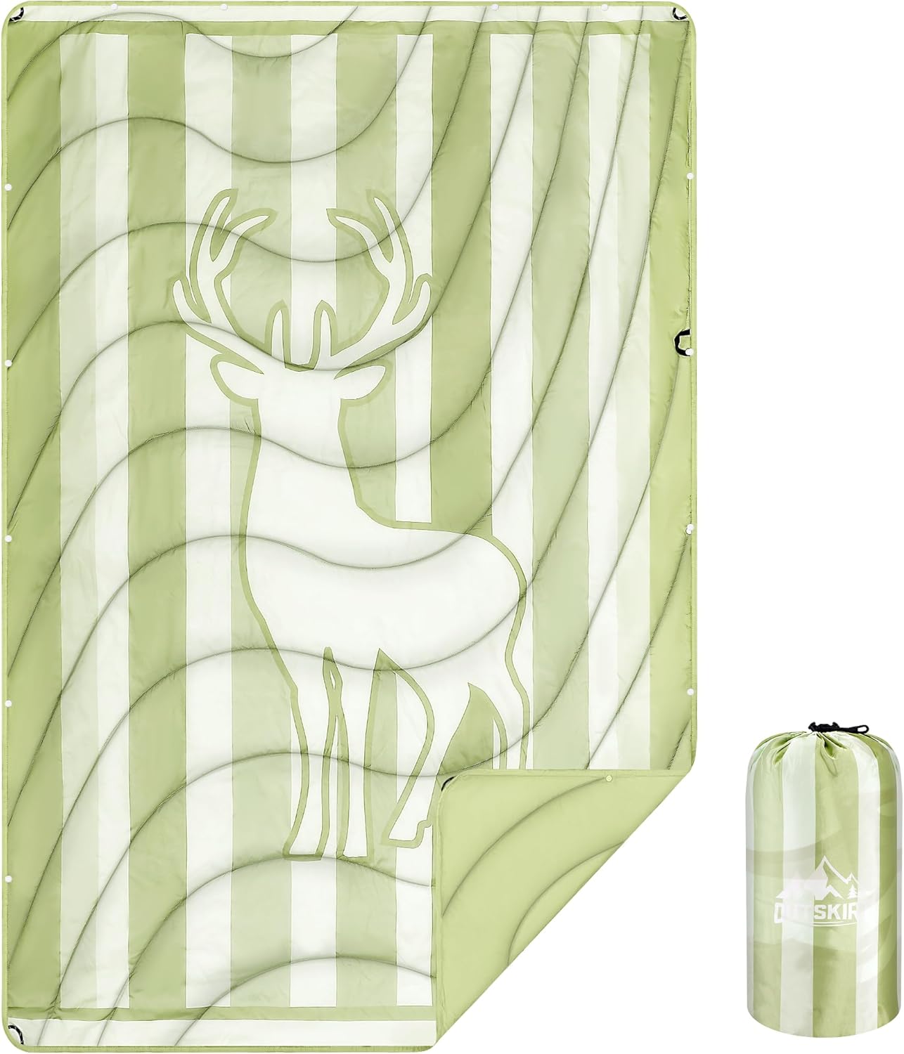 OUTSKIRT Packable Camping Blanket, Outdoor Puffer Camping Blankets for Cold Weather, Lightweight & Wearable Camping Quilt, Ideal for Traveling, Hiking, Festival & Outdoor Adventures, Deer