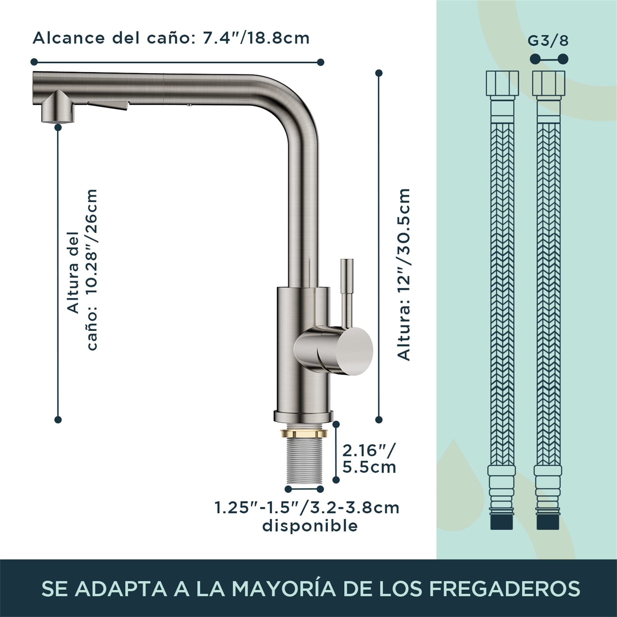FORIOUS Grifo Cocina Extraible, Grifo Cocina Fregadero con Ducha de 2 Modos de Rociado Giratorio a 360° Torneira Cozinha Monomando, Acero Inoxidable