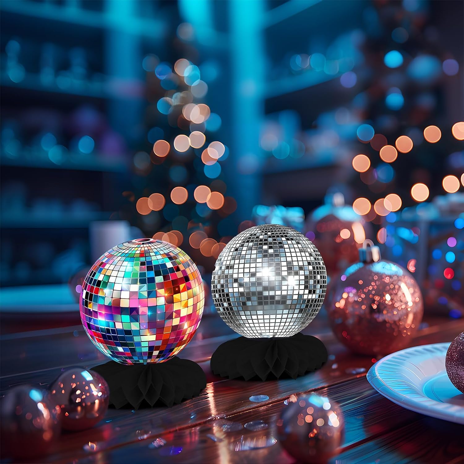 Disco Party Decorations - Neon Dance Honeycomb Centerpieces for Kids' Disco Birthday and Baby Shower Table Decor image 4