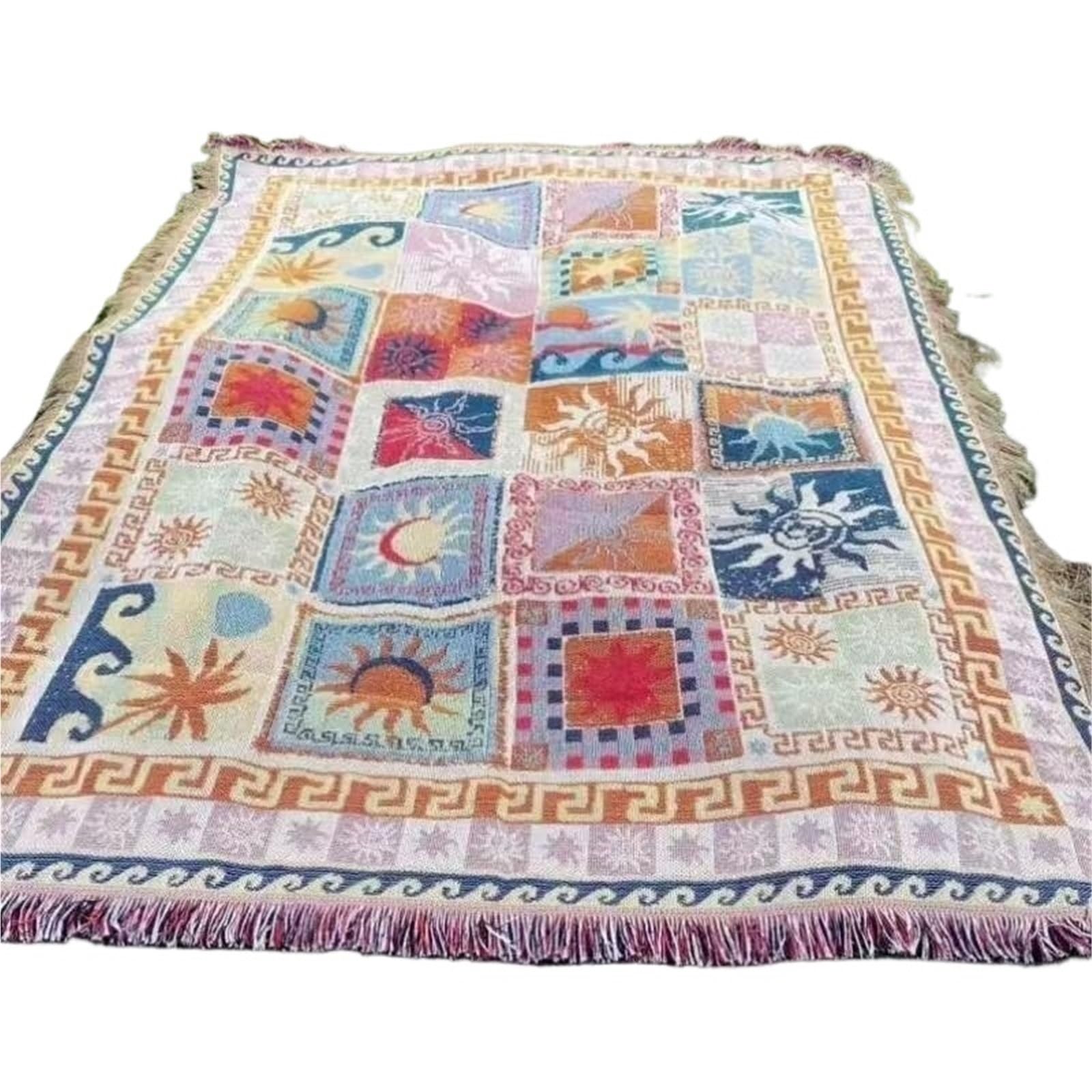 Boho Picnic Mat Reversible algodón Lino Manta for Camping Playa Viaje casa para Camping