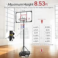 Vista 2 de Kids Basketball Hoop Outdoor 4.82-8.53ft Adjustable, Portable Basketball Hoops & Goals for Kids/Teenagers/Youth in Backyard/Driveway/Indoor, with