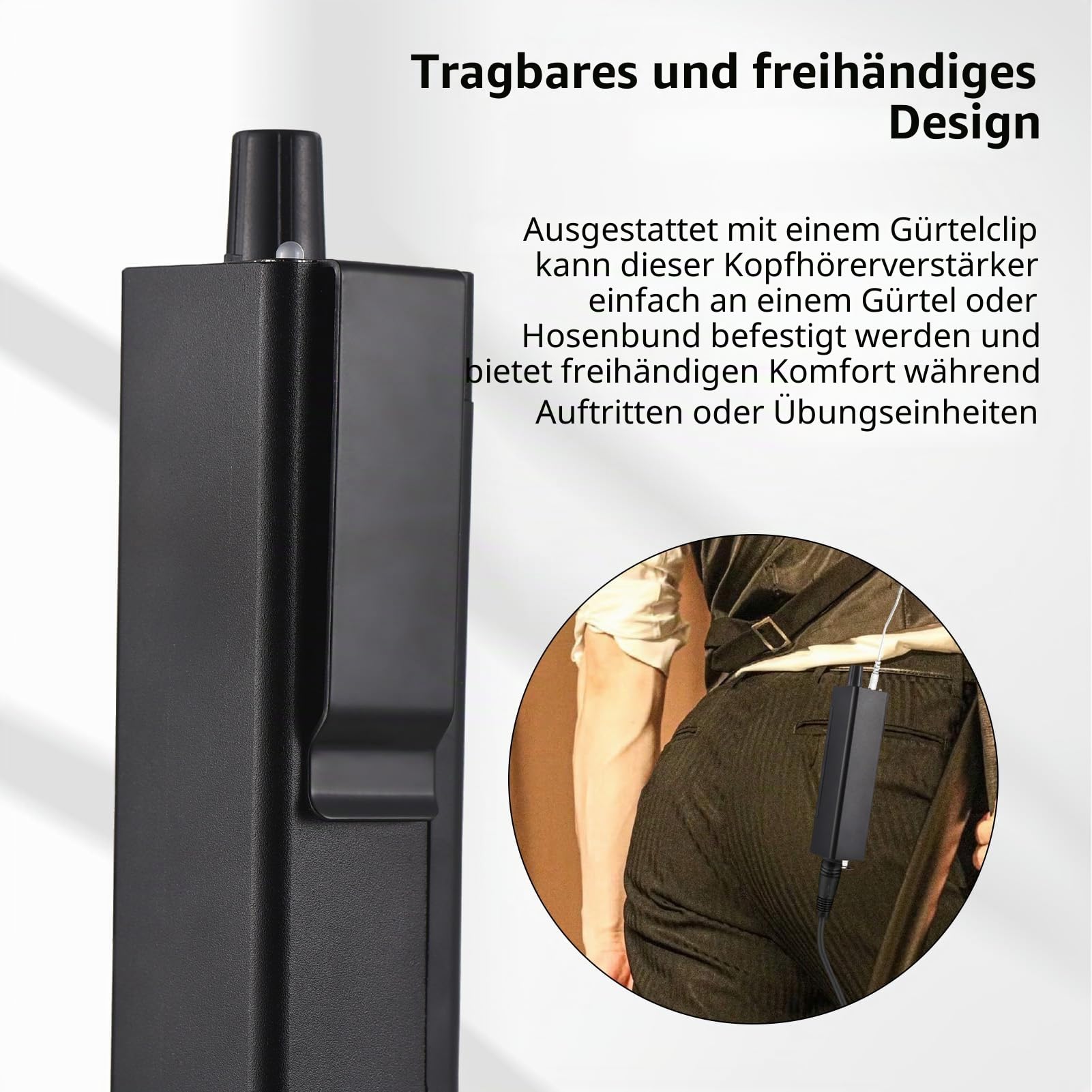 Btuty In-Ear-Monitor-Verstärker, tragbarer Stereo-Kopfhörer-Verstärker mit XLR/6,35-mm-Eingang, 3,5-mm-Ausgangsbuchse, Mono-/Stereo-Schalter, Lautstärkeregelung für Musiker, Keyboarder, Schlagzeuger