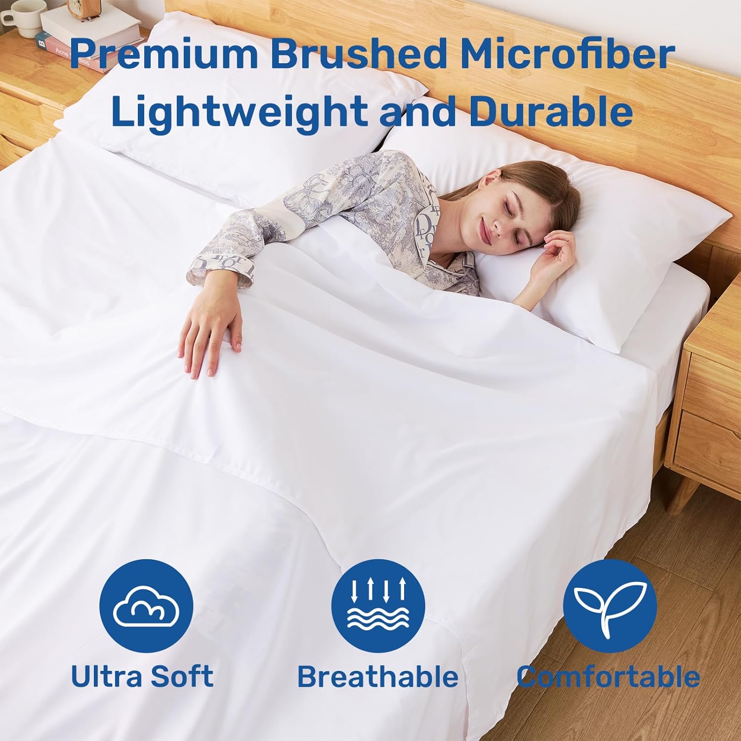 Bulk Pack of 12 Bed Sheet Sets King Size Hotel Sheet Wholesale White Microfiber Hotel Bedding Essentials for Airbnb Hosts, Spa & Guest Room - Deep Pocket, Wrinkle-Resistant, Durable