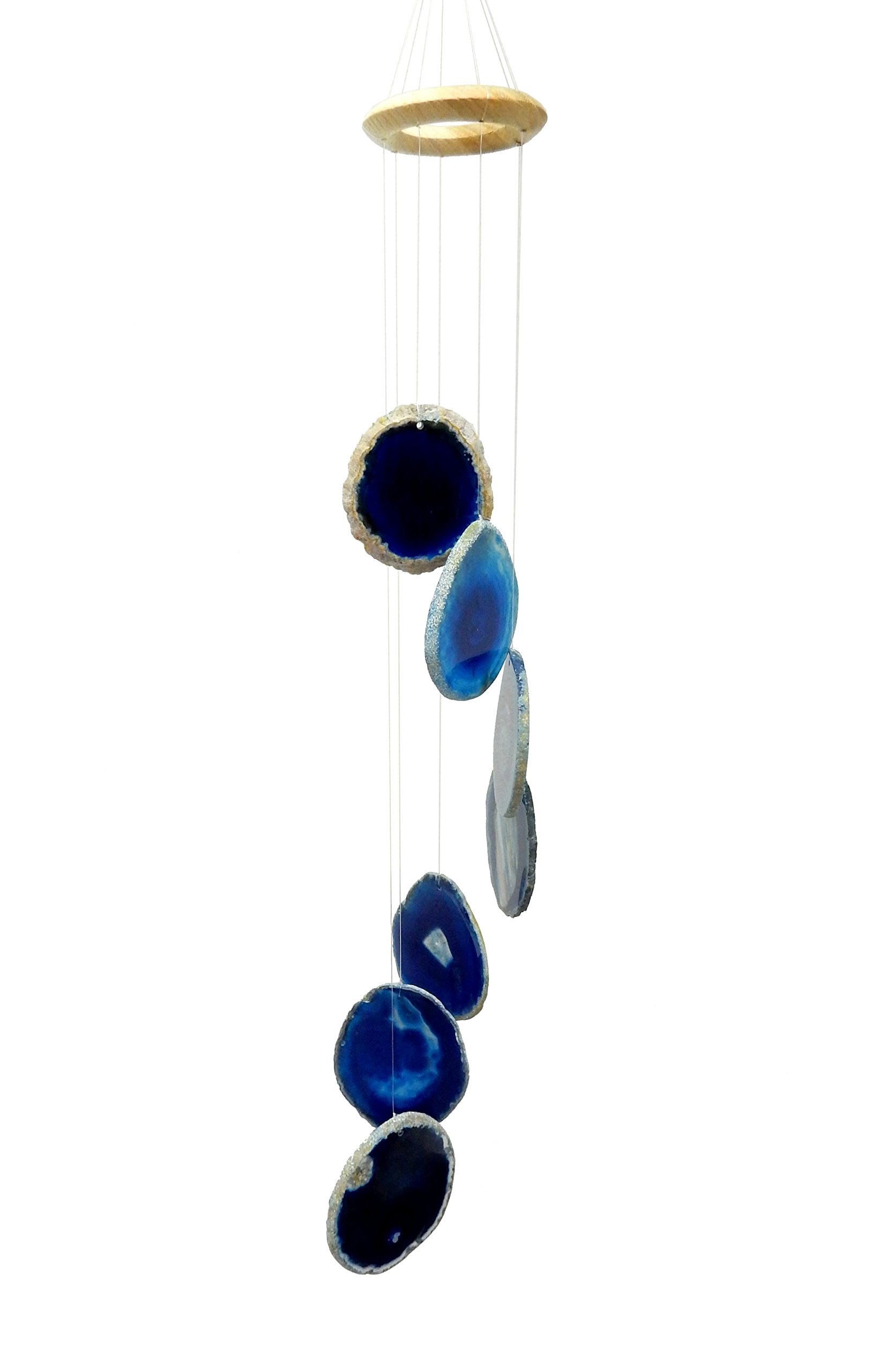 Rock Paradise 1 (ONE) Agate Slice Wind Chime Exclusive Certificate of Authenticity (Blue)