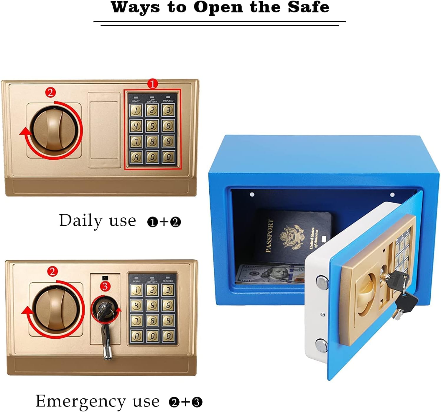 Box Fireproof Waterproof Cabinet Safes al Safe-Electronic Steel with Keypad to The Wall Medium Personal Securi Safe