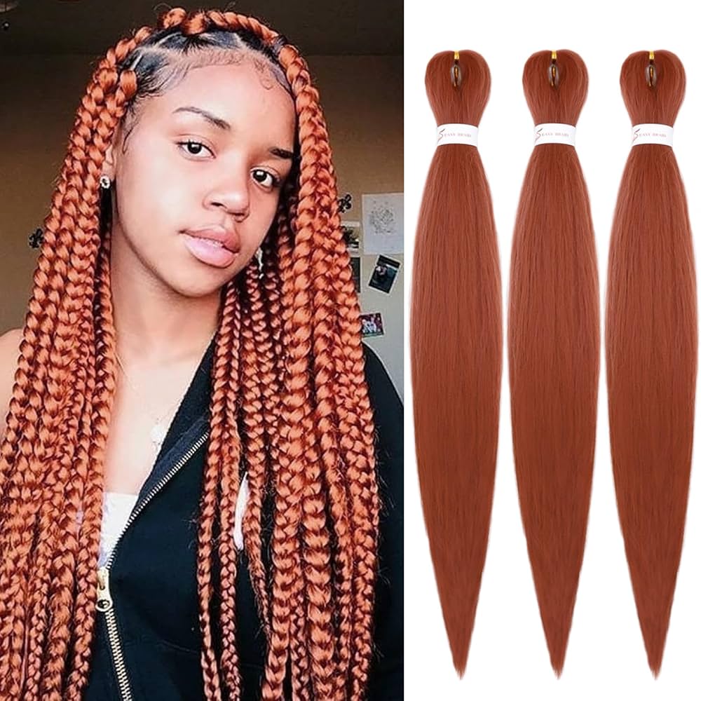 Amazon.com : IXIMII Ginger Pre Stretched Braiding Hair 26 inch 3