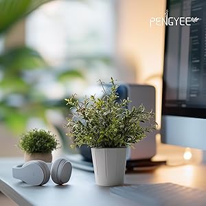 PENGYEE 4 Pack Small Fake Plants in White Pulp Pot for Home Decor, Artificial Plants Indoor, Small Faux Plants Indoor for Bathroom Bedroom Kitchen Office Farmhouse Room Shelf Decor