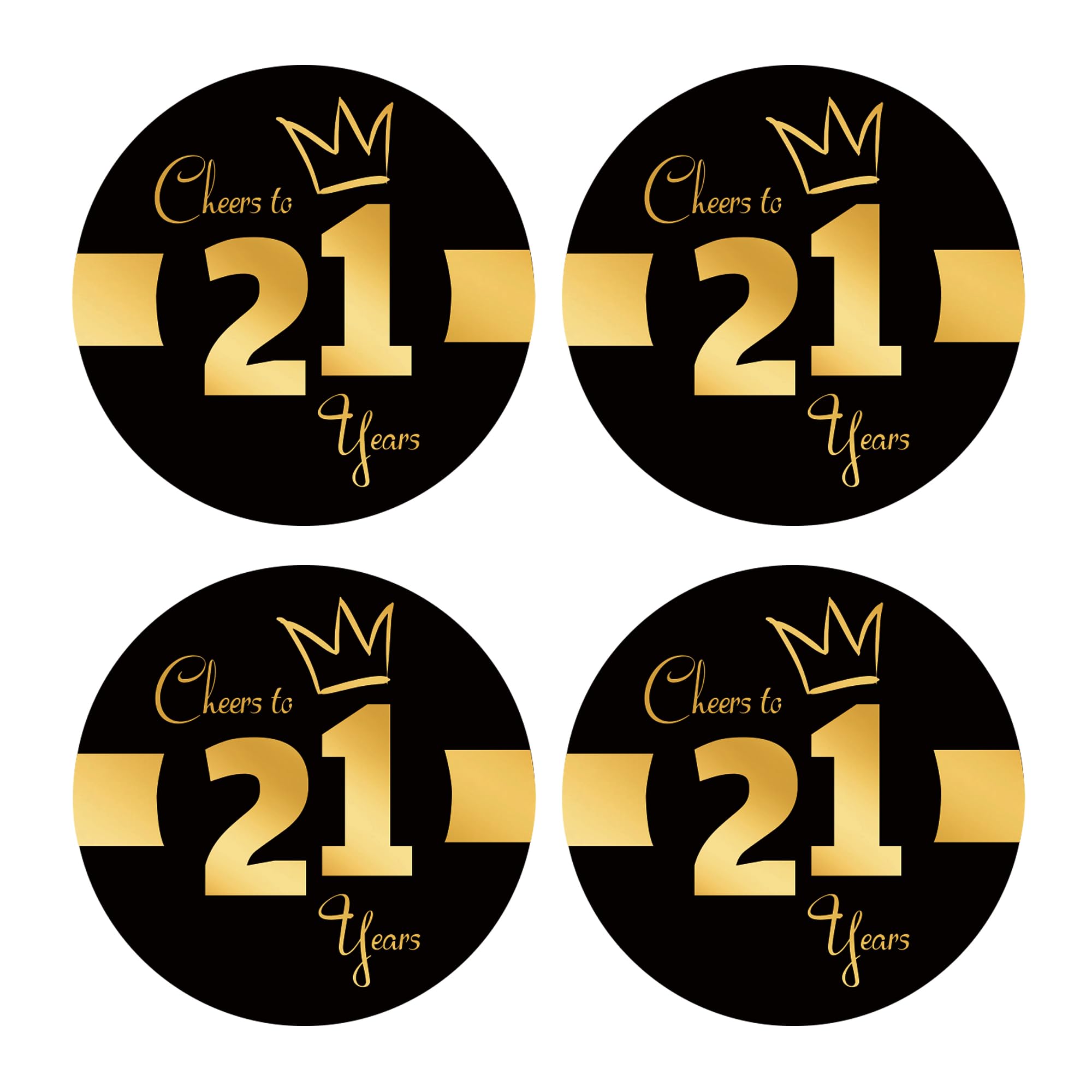 Sumerk 48 PCS Black and Gold 21st Birthday Stickers 2 Inches Round Waterproof 21st Stickers for Bottles Cups Birthday Card Seal Party Favor Bags Seal