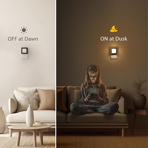 Miniatura 3 de Briignite Luz nocturna, luces nocturnas enchufables a la pared, paquete de 2, luz nocturna con sensor de atardecer a amanecer para niños, luz