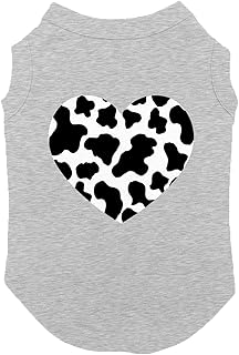 Cow Pattern Heart - Favorite Animal Dog Shirt (Light Gray, Small)