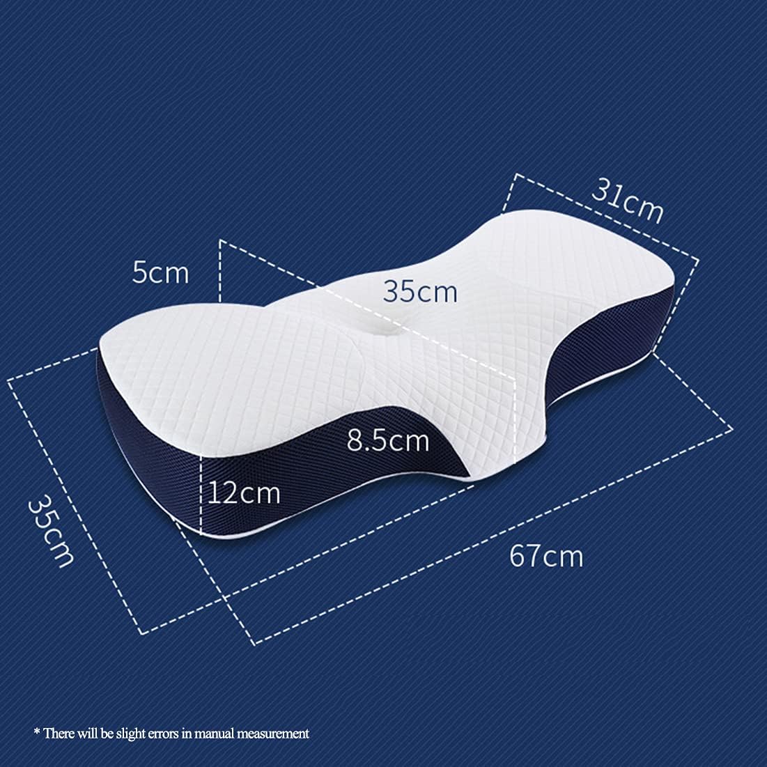 Cervical Bed Pillow for Neck Pain Orthopedic, Contour Memory Foam Pillow Cervical Neck Support Ergonomic with Washable Pillowcase Standrad Size for Multiple Sleeping Positions