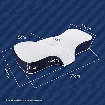 Memory Foam Pillow for Neck Pain Relief - Orthopedic Contour Cervical Support - Ergonomic Design with Washable Cover for Side and Back Sleepers