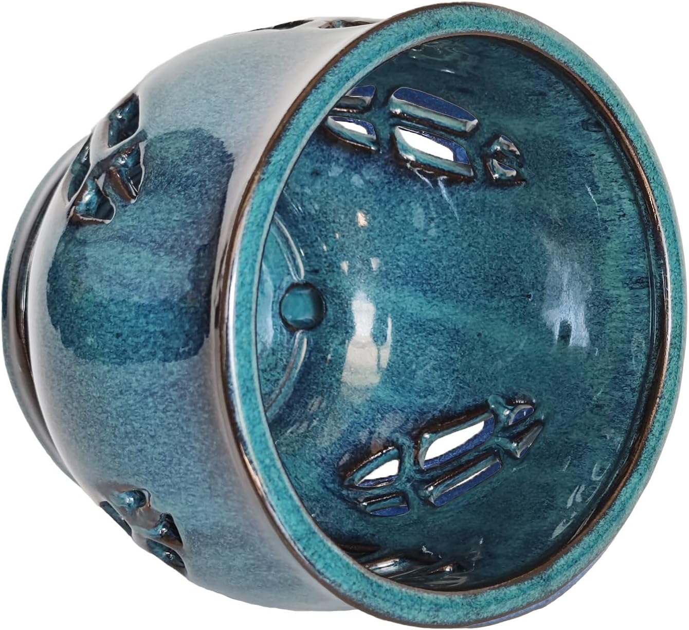 W&W Orchid Pot with Holes and Saucer for Repotting, Teal, 6.5"