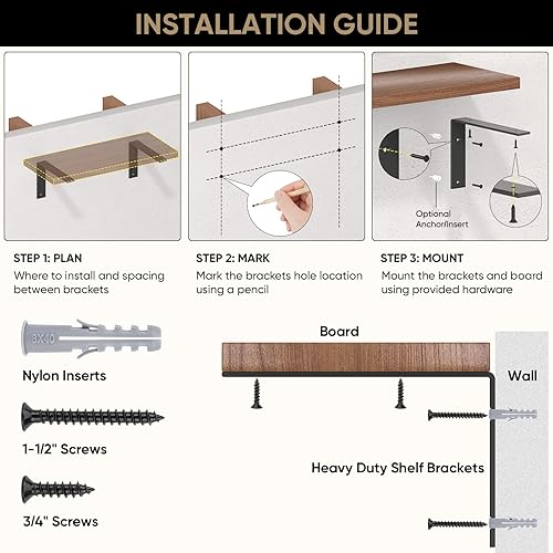 Miniatura 8 de TICONN Soporte de estante en forma de L de 1364 pulgadas, soportes de estante de metal resistentes para habitación, hogar, oficina, garaje (12