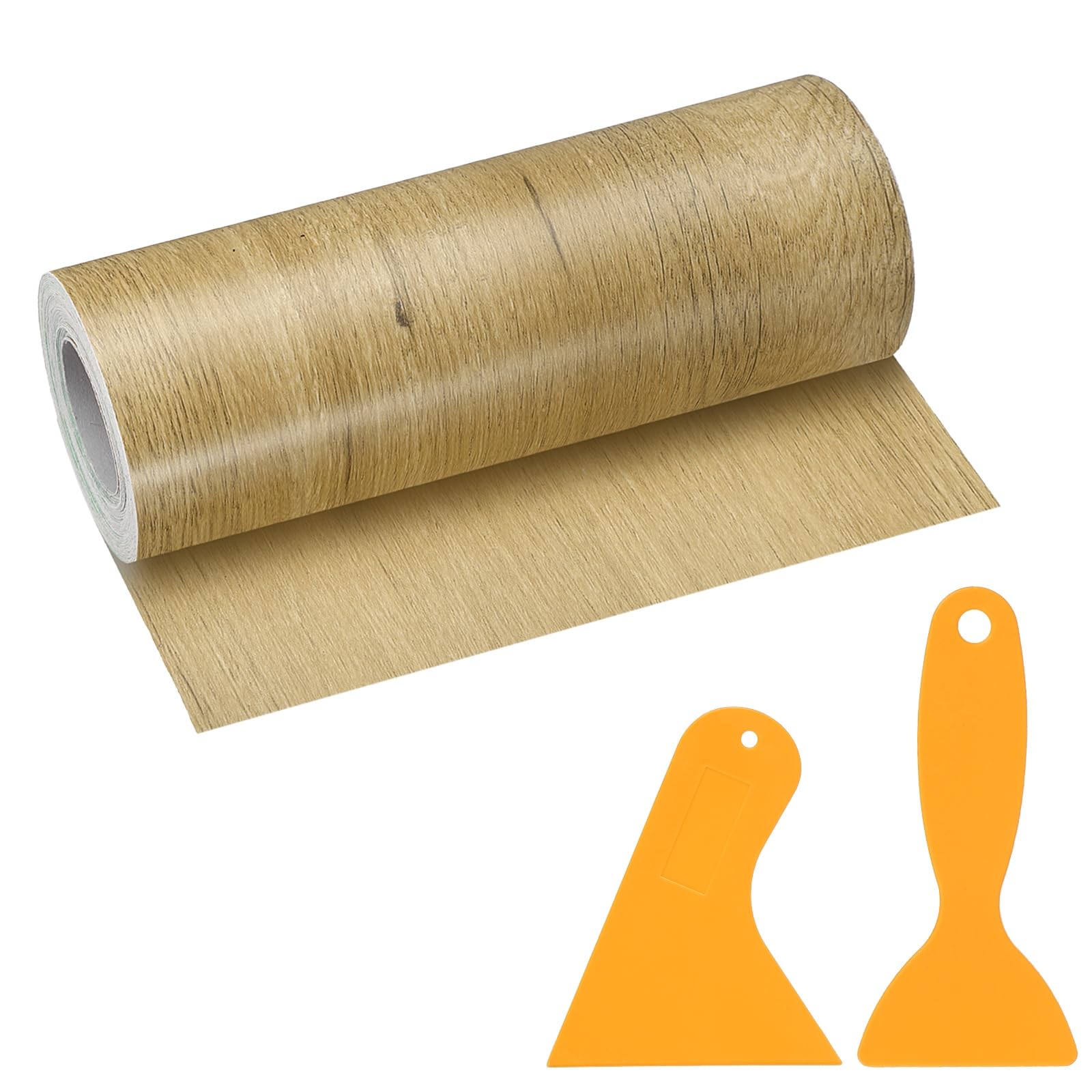 PATIKIL Wood Grain Repair Tape, 6" x 33' Self Adhesive Realistic Wood Tape with Scraper Durable Repair Patch for Furniture Floor Window Door Table DIY Home Decor, Wood Grain