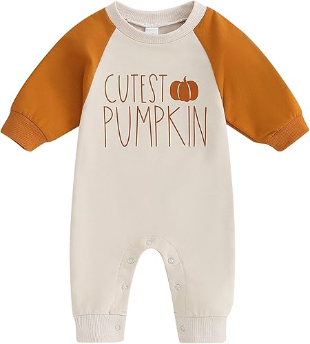 Bagilaanoe Traje de Halloween para bebé, niño, niña, ropa de calabaza, manga larga, mameluco de una pieza, pantalones
