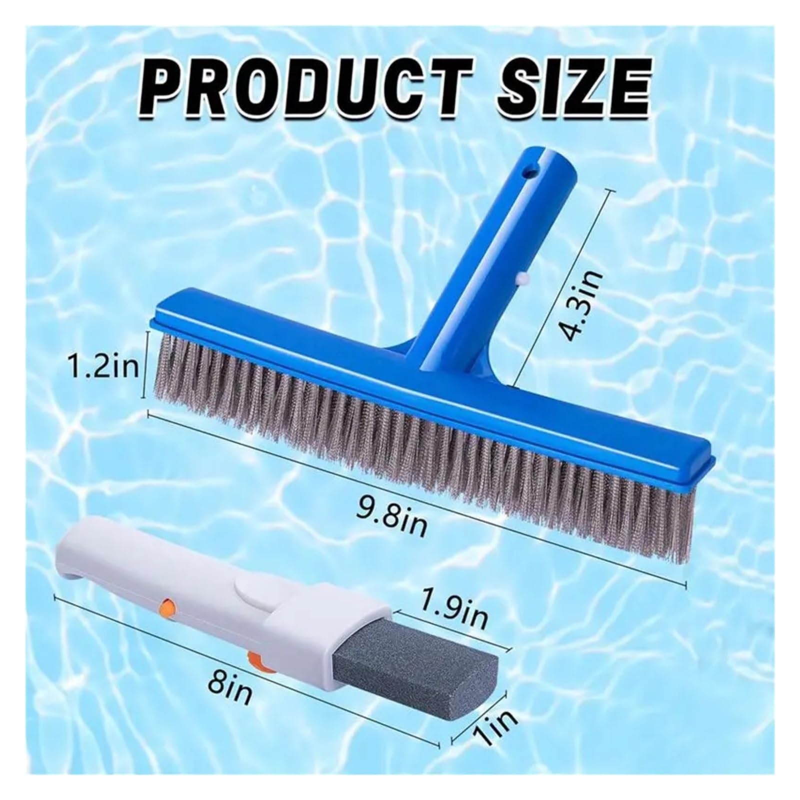 Brosse de Piscine en Acier Inoxydable 2 pièces 10 Pouces