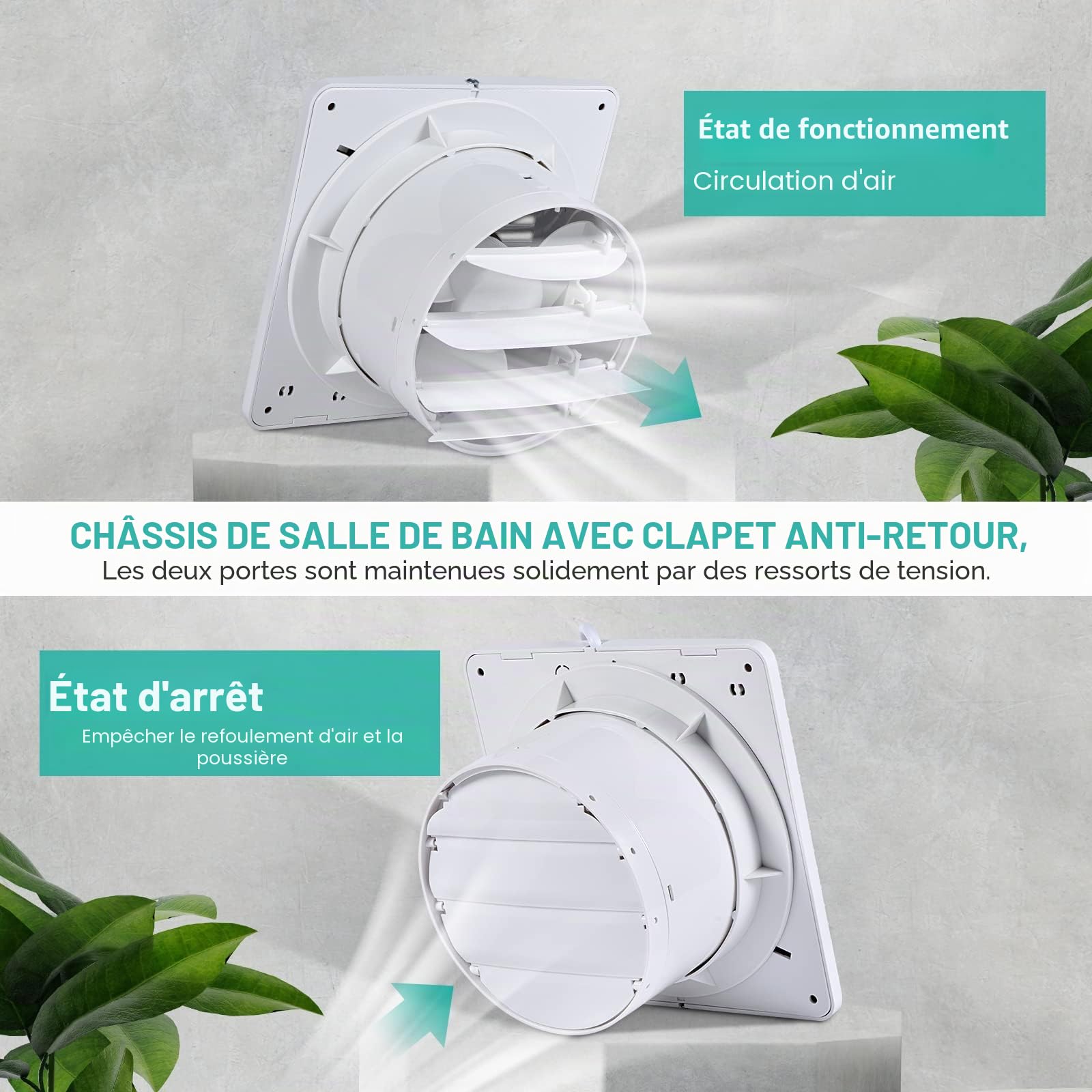 FanGoFast 100mm Ventilateur de Salle de Bain Silencieux Extracteur d'Air Blanc au Plafond et Montage Mural avec Clapet Anti-Rretour pour WC Cuisine Fenêtre Loft et Cave